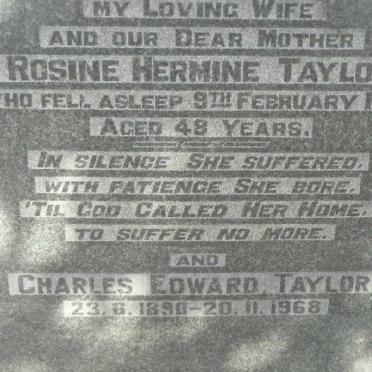 TAYLOR Charles Edward 1890-1968 &amp; Rosine Hermine -1946