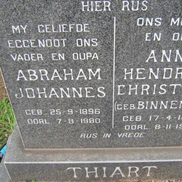 THIART Abraham Johannes 1896-1980 &amp; Anna Hendrica Christina BINNEMAN 1899-1981