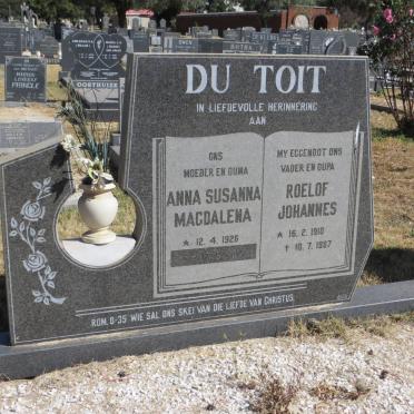 TOIT Roelof Johannes, du 1918-1987 &amp; Anna Susanna Magdalena 1926-