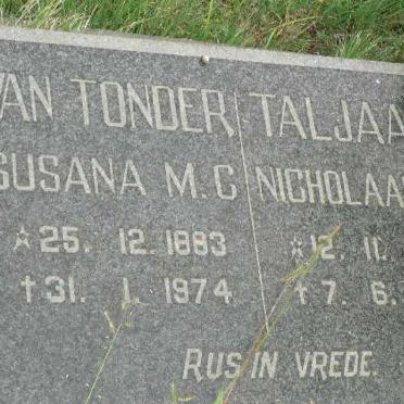 TONDER Susana M.C., van 1883-1974 :: TALJAARD Nicholaas J.J. 1920-1972