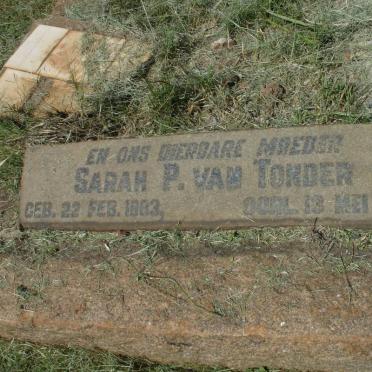 TONDER Jacobus, van 1877-1935 &amp; Sarah P. 1883-1939