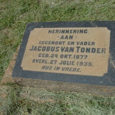 TONDER Jacobus, van 1877-1935 &amp; Sarah P. 1883-1939