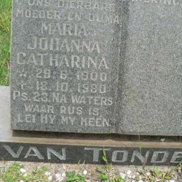 TONDER Maria Johanna Catharina, van 1900-1980