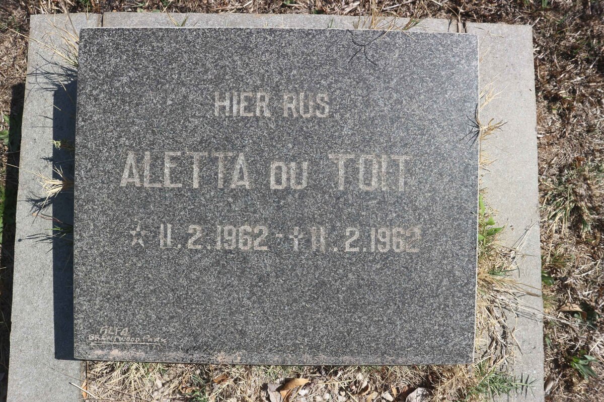 TOIT Aletta, du 1962-1962