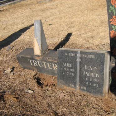 TRUTER Henry Andrew 1942-1995 &amp; Alice 1921-1995