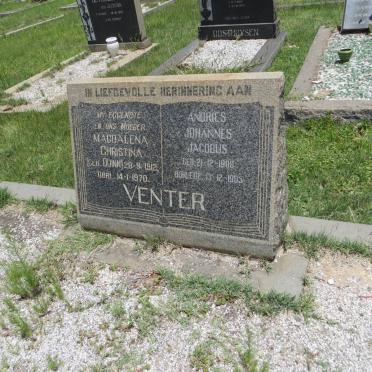 VENTER Andries Johannes Jacobus 1908-1985 &amp; Magdalena Christina QUINN 1912-1970