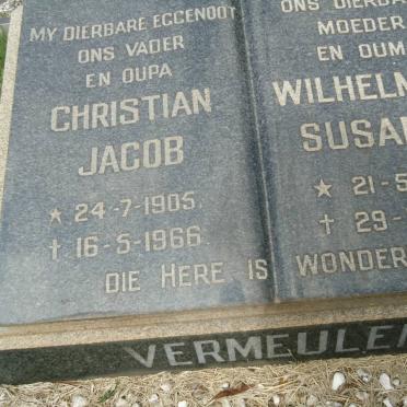 VERMEULEN Christiaan Jacob 1905-1966 &amp; Wilhelmina Susanna 1909-1983