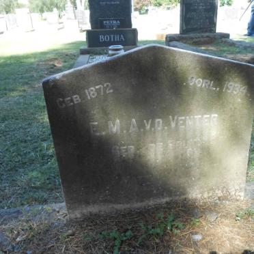 VENTER E.M.A., v.d. nee DE BRUIN 1872-1934