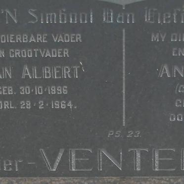 VENTER Jan Albert 1896-1964 &amp; Anna M.R.G. DU PLOOY 1897-1960