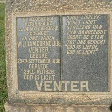 VENTER William Cornelius 1888-1929