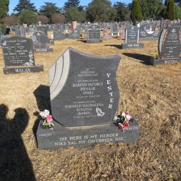 VENTER Barend Jacobus Pienaar 1936-1998 &amp; Magdeld Magdalena Susanna 1936-2011