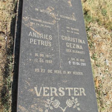 VERSTER Andries Petrus 1917-1992 &amp; Christina Gezina BLIGNAUT 1912-2011