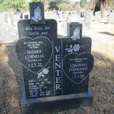 VENTER Johannes Stephanus 1928-2006 &amp; Susara Cornelia 1930-2004