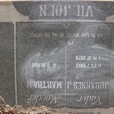 VILJOEN Johannes J. 1903-1970 &amp; Martha M. 1910-