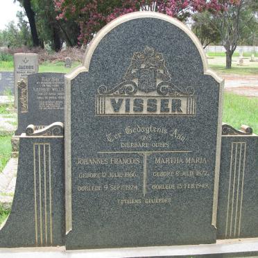 VISSER Johannes Francois 1866-1924 &amp; Martha Maria 1872-1949