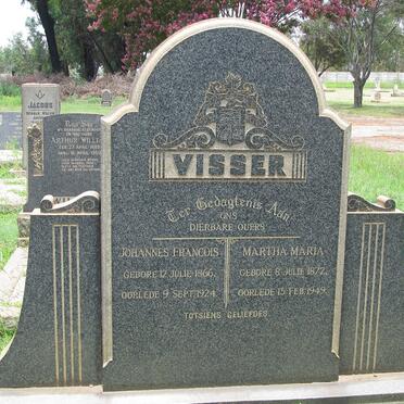VISSER Johannes Francois 1866-1924 &amp; Martha Maria 1872-1949