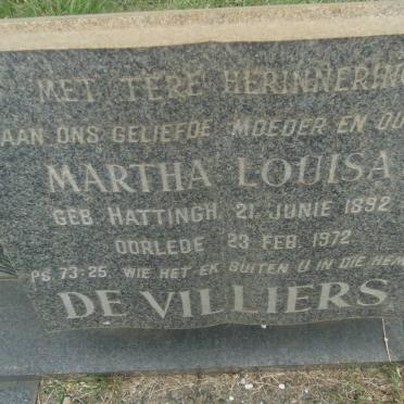VILLIERS Martha Louisa, de nee HATTINGH 1892-1972