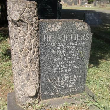 VILLIERS Jakob Izaak, de 1883-1966 &amp; Annie Hendrika voorheen MAY 1886-1968