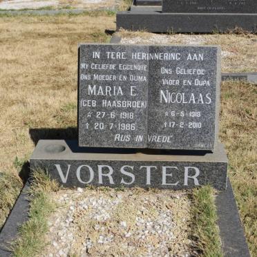 VORSTER Nicolaas 1918-2010 &amp; Maria E. HAASBROEK 1918-1986