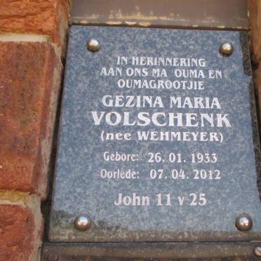 VOLSCHENK Gezina Maria nee WEHMEYER 1933-2012