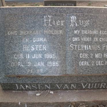 VUUREN Stephanus Petrus, Jansen van 1884-1955 &amp; Hester 1885-1985