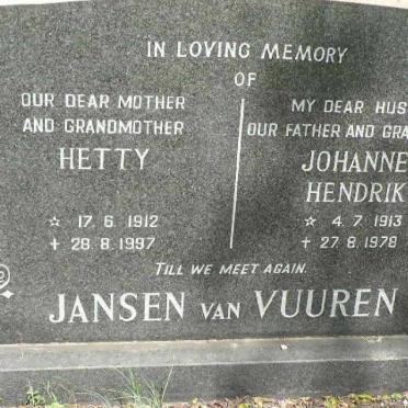 VUUREN Johannes Hendrik, Jansen van 1913-1978 &amp; Hetty 1912-1997 :: JANSEN VAN VUUREN Max 19??-1991