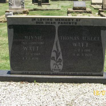 WATT Thomas Albert 1910-1939 &amp; Minnie JAMIESON 1904-1976