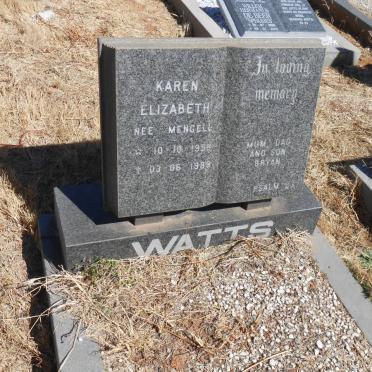 WATTS Karen Elizabeth nee MENGELL 1959-1989