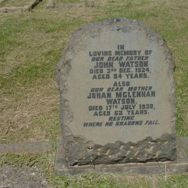 WATSON John -1924 &amp; Johan McLennan -1939