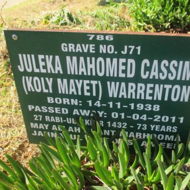 WARRENTON Juleka Mahomed Cassim 1938-2011