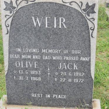 WEIR Jack 1882-1972 &amp; Olive 1893-1968