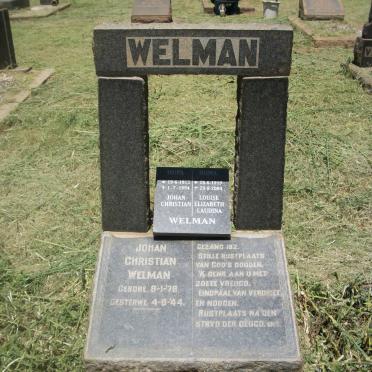 WELMAN Johan Christian 1878-1944 :: WELMAN Johan Christiaan 1913-1994 &amp; Louise Elizabeth Laudina 1919-2004