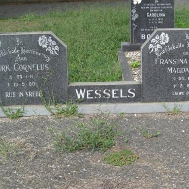 WESSELS Dirk Cornelus 1911-1980 &amp; Fransina Susanna Magdalena 1909-1982