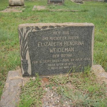 WEIDEMAN Elizabeth Hendrina nee BOTHA 1903-1953