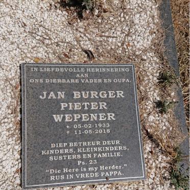 WEPENER Jan Burger Pieter 1933-2018