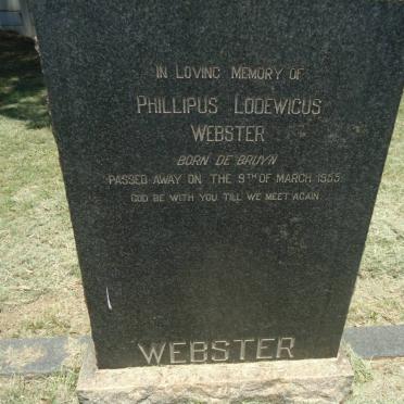 WEBSTER Phillipus Lodewicus nee DE BRUYN -1955
