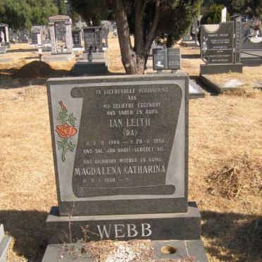 WEBB Ian Leith 1946-1996 &amp; Magdalena Catharina 1950-