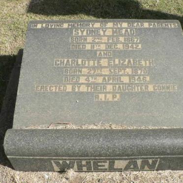 WHELAN Sydney Mead 1867-1942 &amp; Charlotte Elizabeth 1870-1946