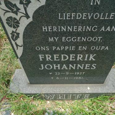 WHITE Frederik Johannes 1927-1981