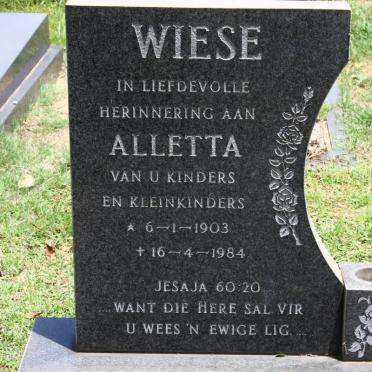 WIESE Aletta 1903-1984