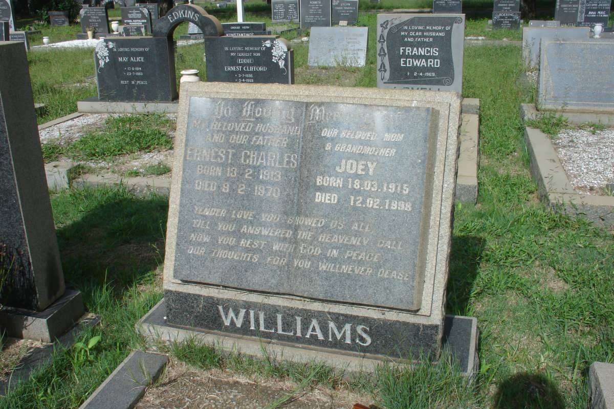 WILLIAMS Ernest Charles 1913-1970 &amp; Joey 1915-1998