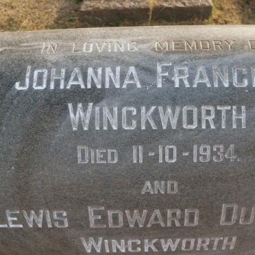 WINCKWORTH Lewis Edward Duncan -1953 &amp; Johanna Francina -1934