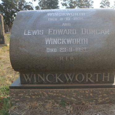 WINCKWORTH Lewis Edward Duncan -1953 &amp; Johanna Francina -1934