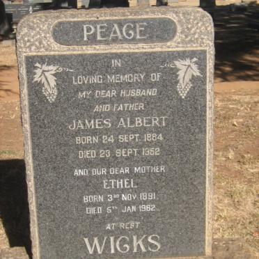 WICKS James Albert 1884-1952 &amp; Ethel 1891-1962