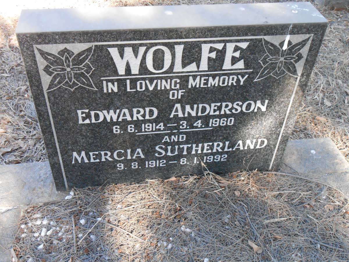 WOLFE Edward Anderson 1914-1960 &amp; Mercia Sutherland 1912-1992