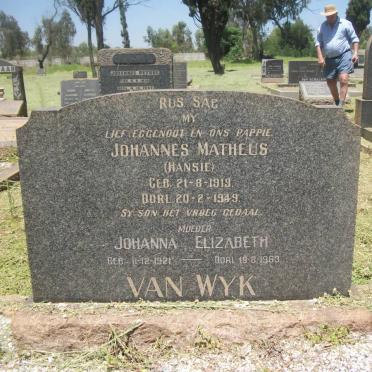 WYK Johannes Matheus, van 1919-1949 &amp; Johanna Elizabeth 1921-1963