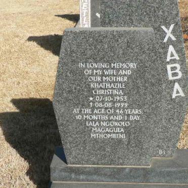 XABA Khathazile Christina 1953-1999
