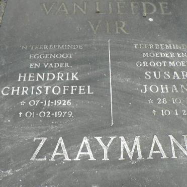 ZAAYMAN Hendrik Christoffel 1926-1979 &amp; Susara Johanna 1926-2003