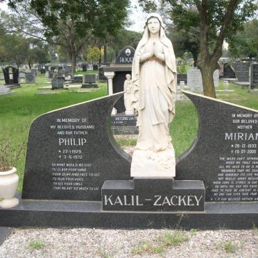 ZACKEY Philip, Kalik 1929-1972 &amp; Miriam 1933-2000