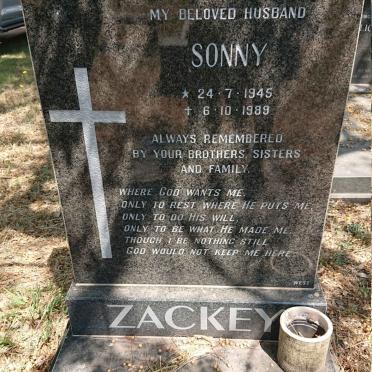 ZACKEY Sonny 1945-1989 &amp; Margaret 1947-2017
